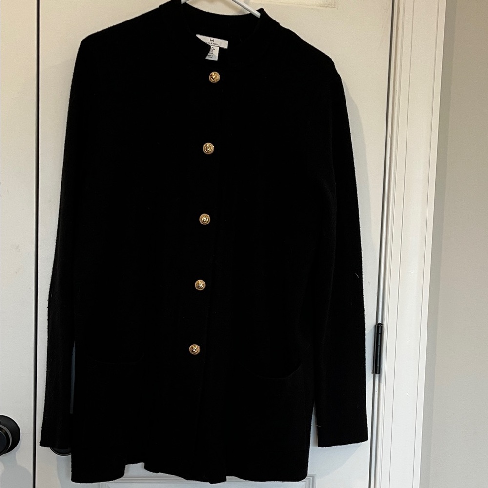 Halston Heritage Black Sweater with Gold Accents